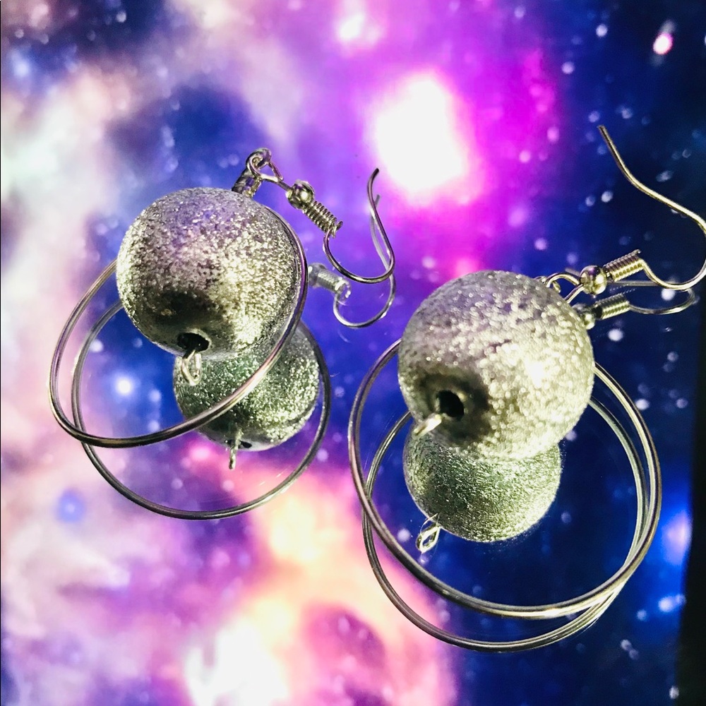 Foil planet earrings